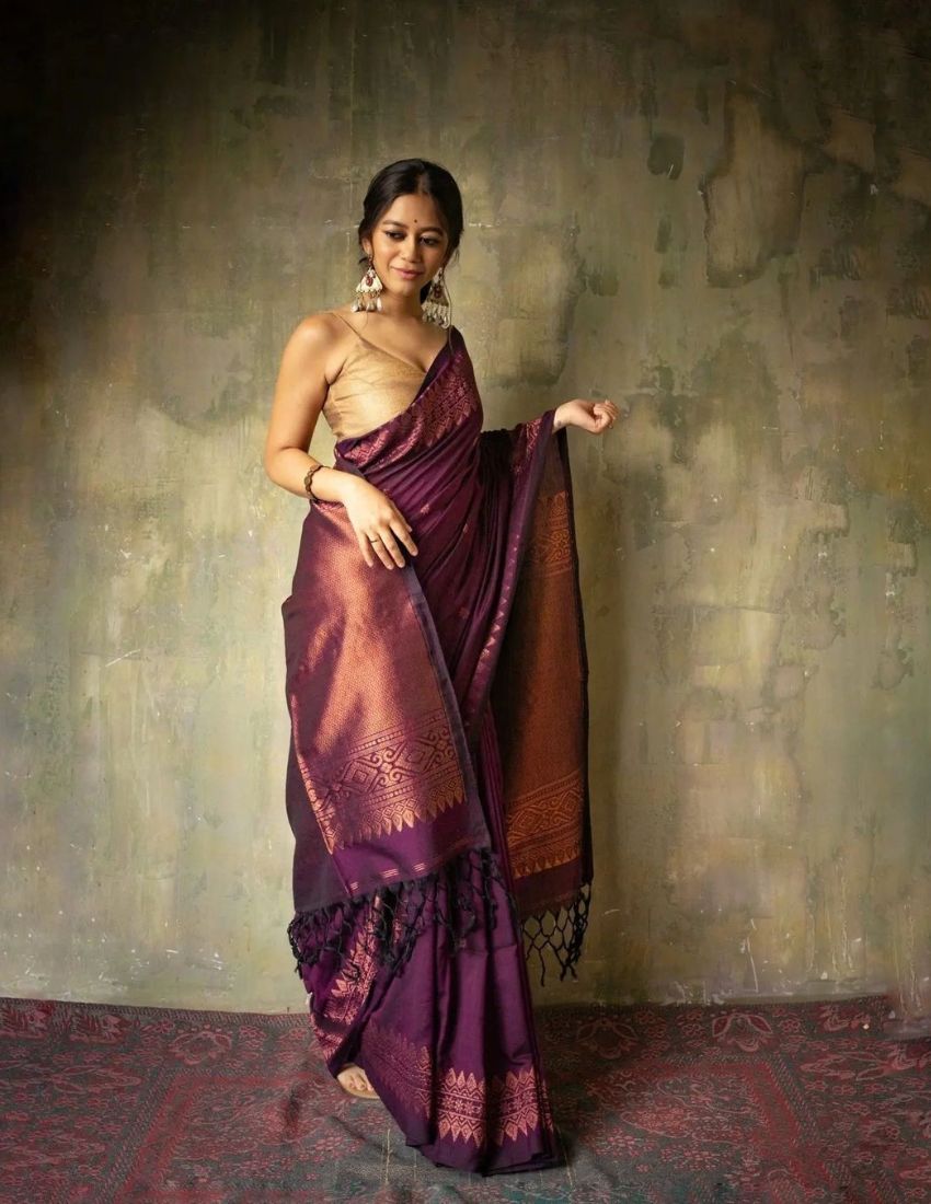 Wine Heritage Border Saree