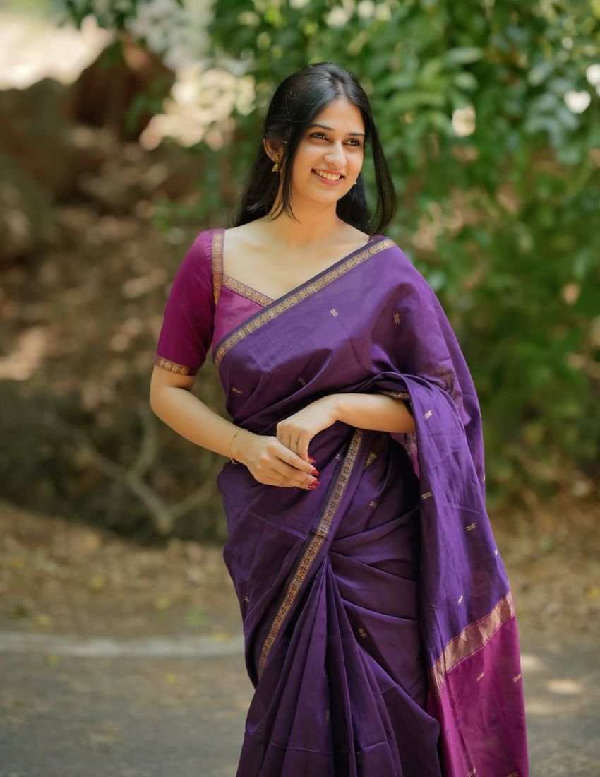 Purple Butti Banarasi Saree