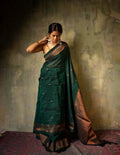 Bottle Green Heritage Border Saree