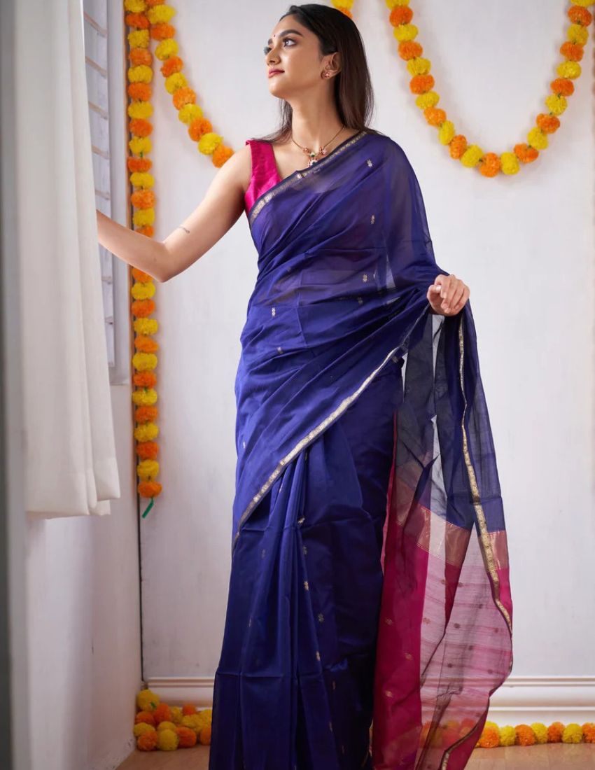 Blue Butti Banarasi Saree