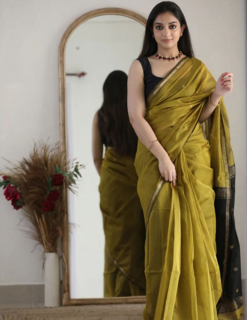 Olive Green Butti Banarasi Saree