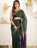 Dark Green Butti Banarasi Saree