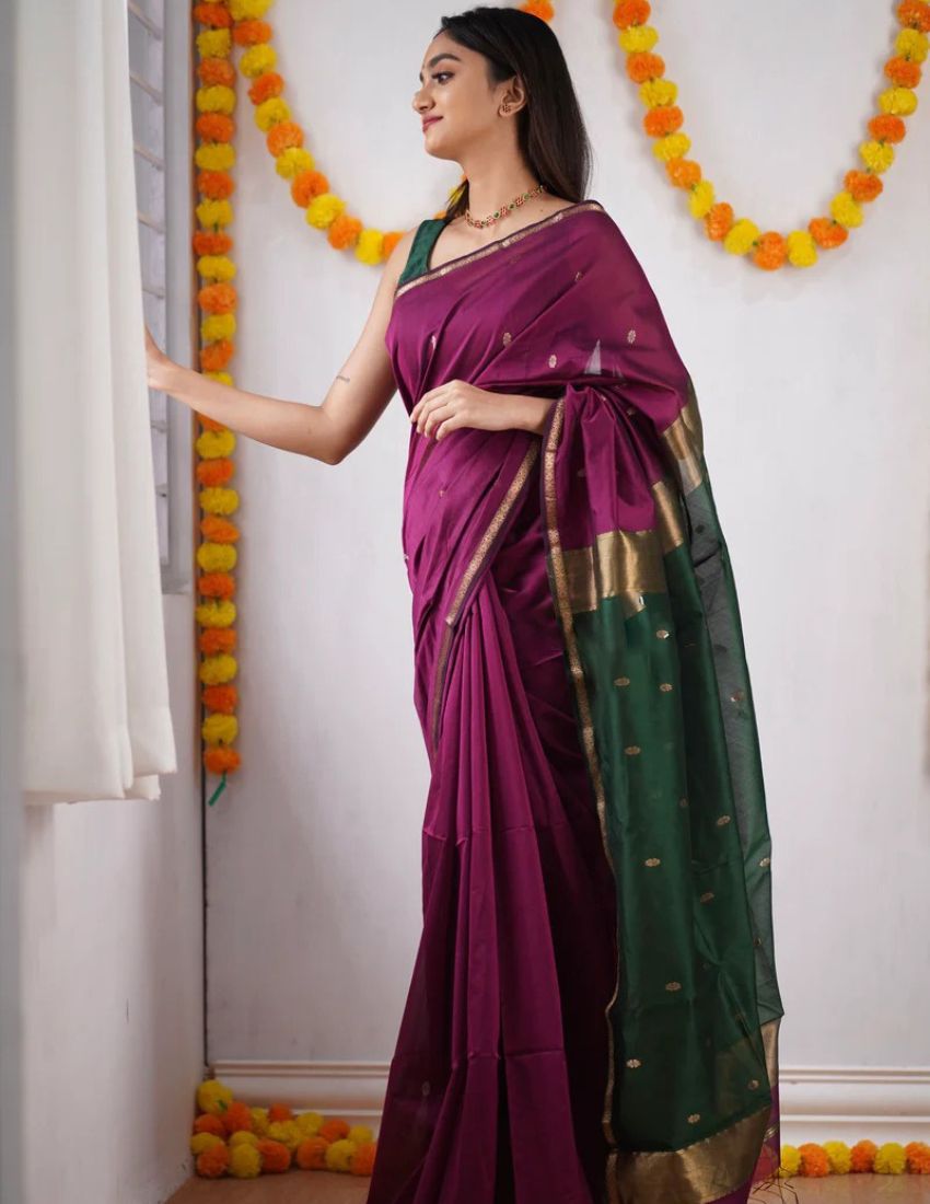 Wine Butti Banarasi Saree