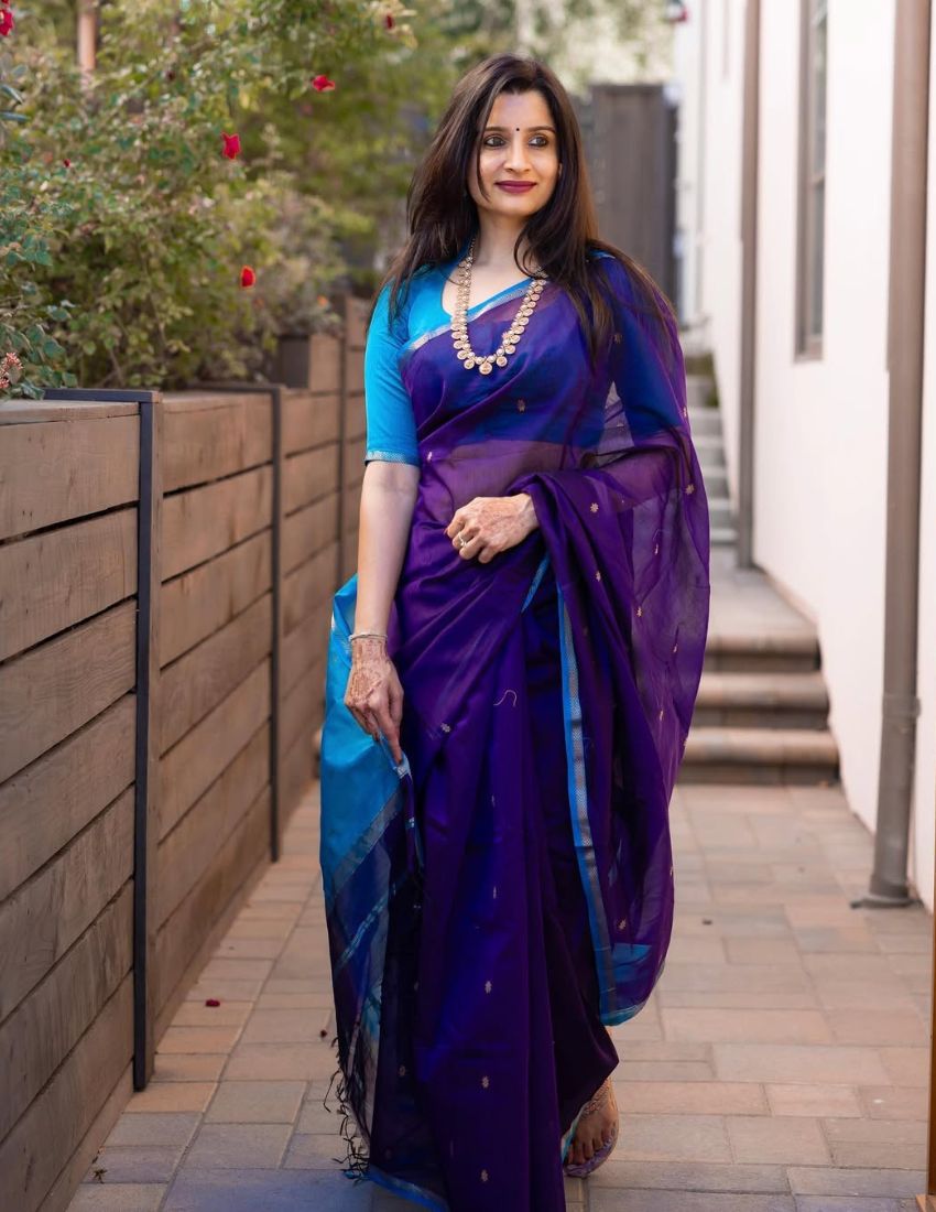 Purple Butti Banarasi Saree