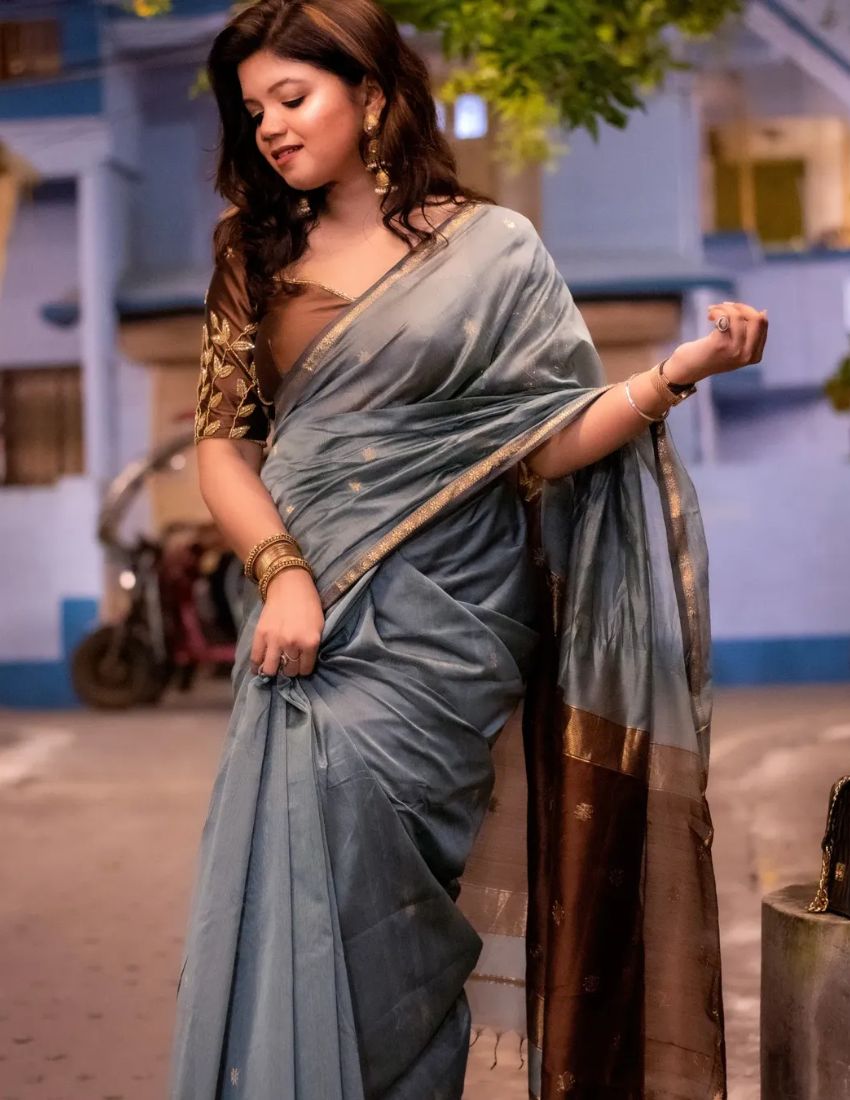 Grey Butti Banarasi Saree