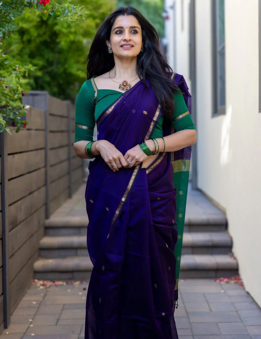 Royal Blue Butti Banarasi Saree