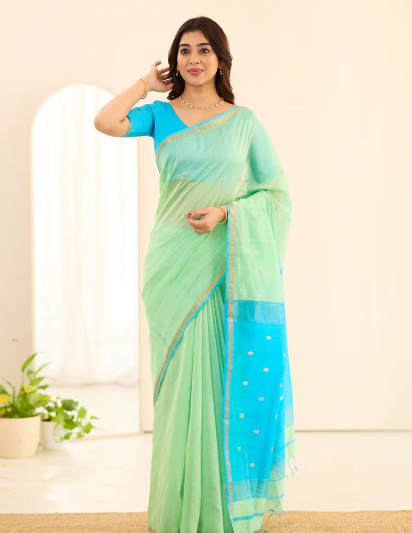 Pista Butti Banarasi Saree
