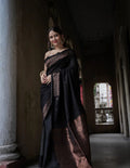 Midnight Black Heritage Border Saree