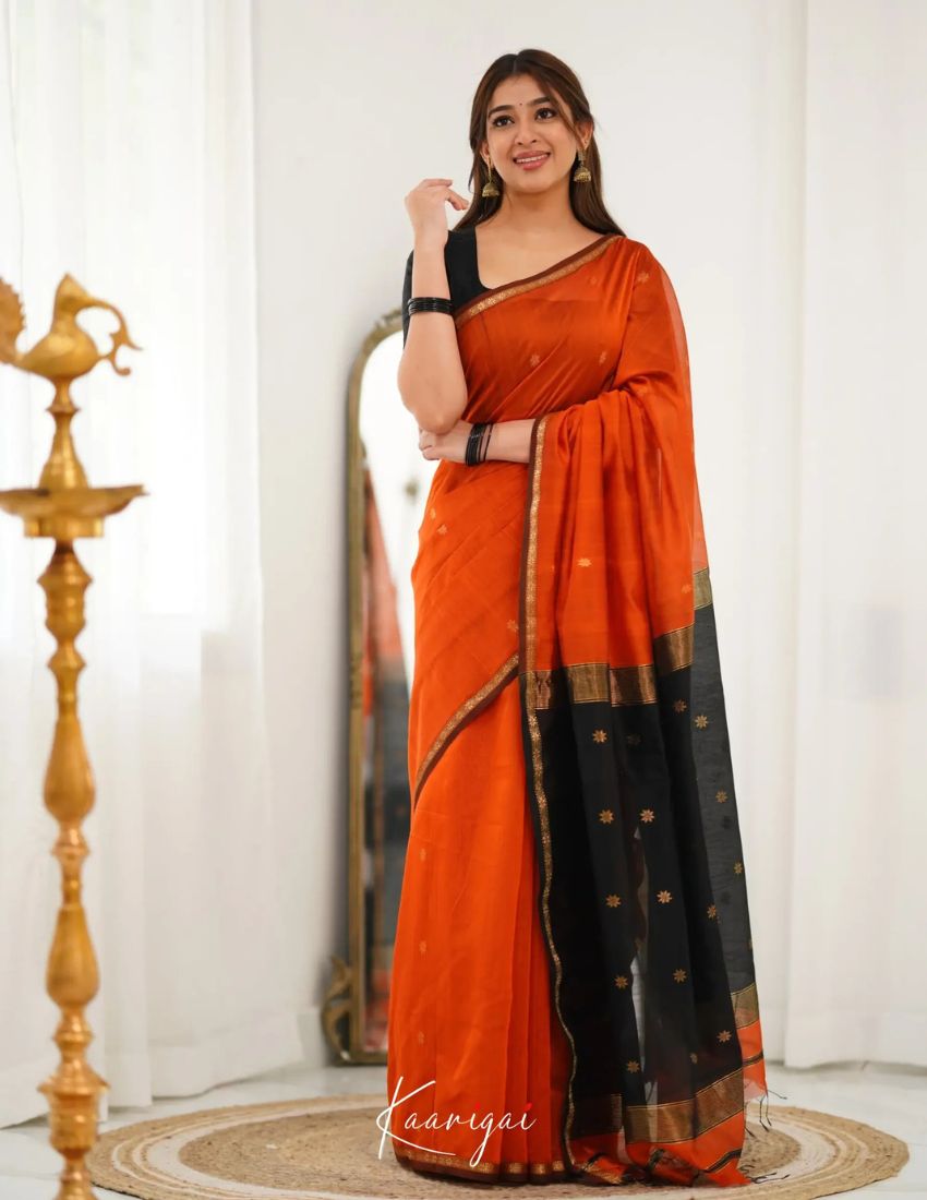 Orange Butti Banarasi Saree