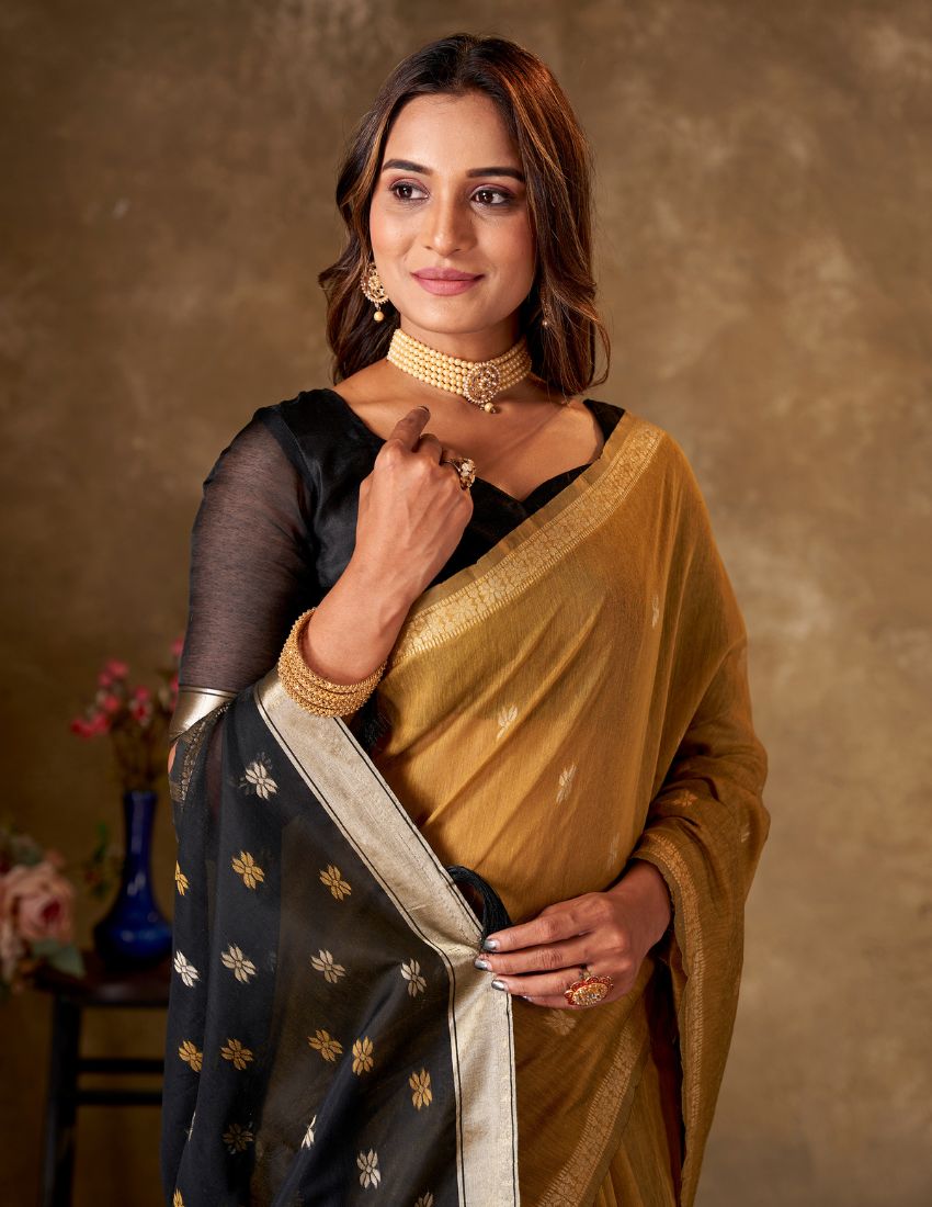 Mustard Butti Banarasi Saree