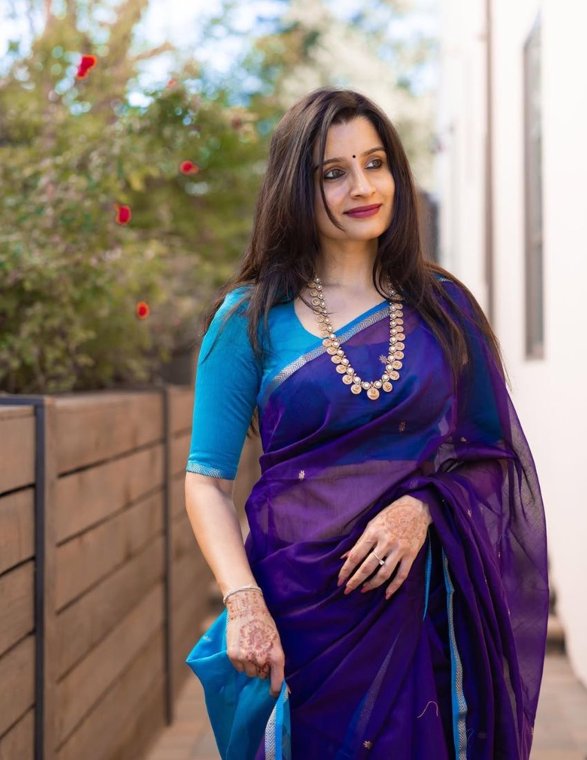 Purple Butti Banarasi Saree