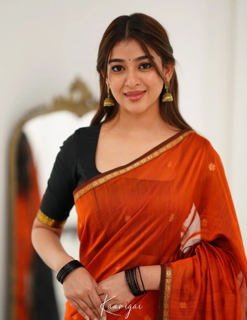 Orange Butti Banarasi Saree