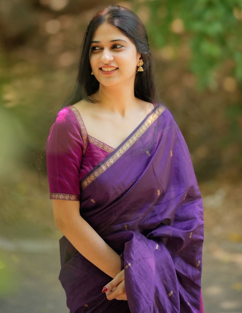 Purple Butti Banarasi Saree