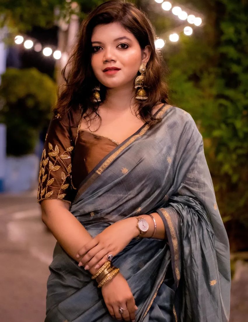 Grey Butti Banarasi Saree