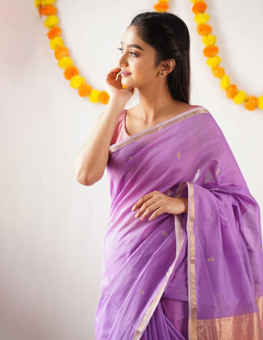 Lavender Butti Banarasi Saree