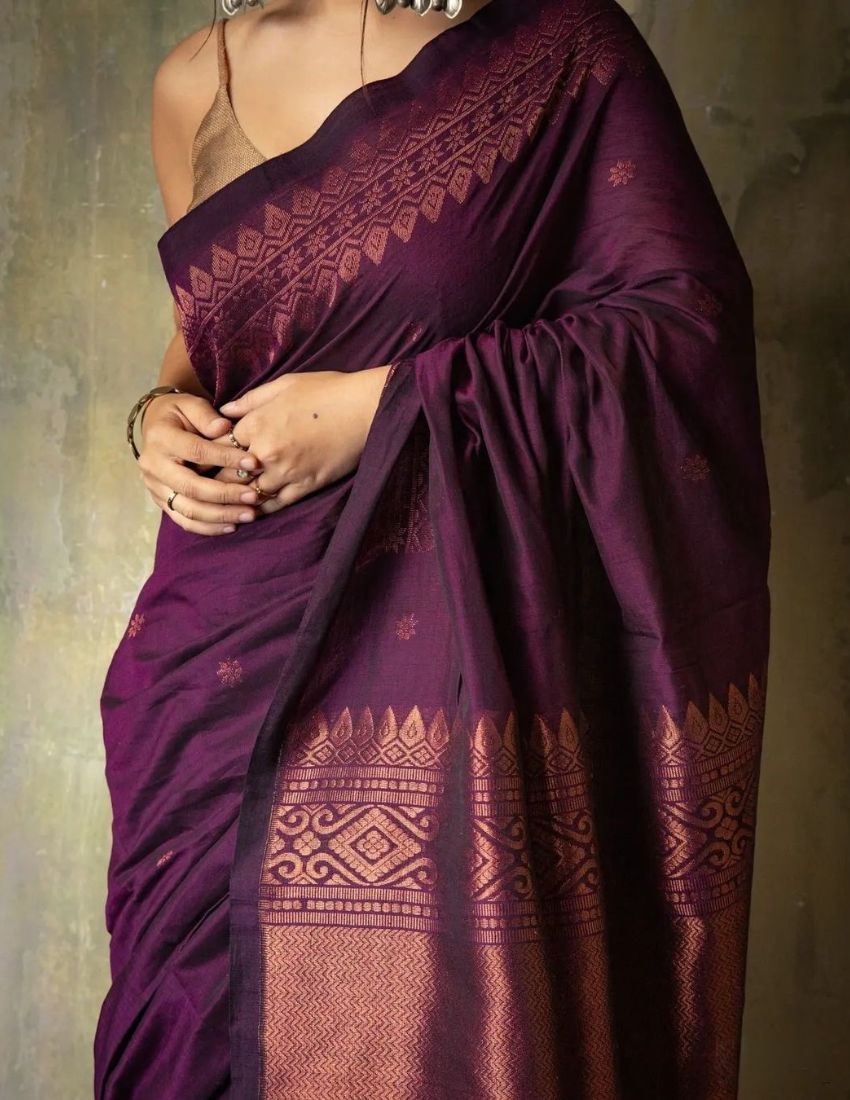 Wine Heritage Border Saree
