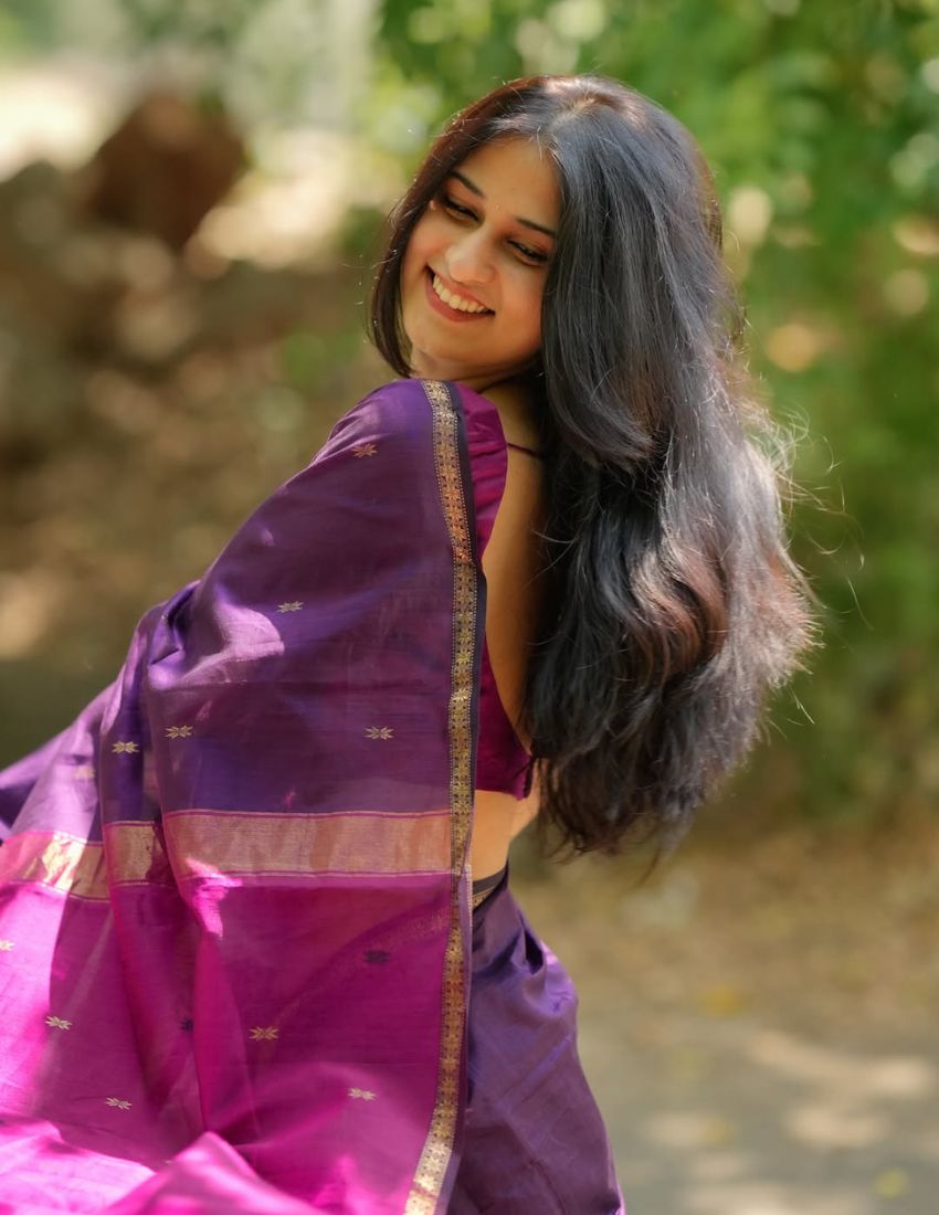 Purple Butti Banarasi Saree