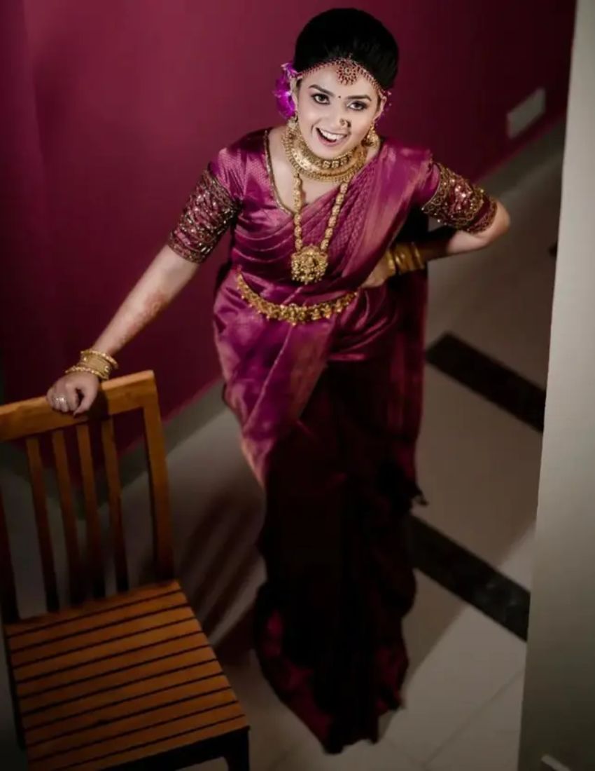 Banarasi Regal Woven Magenta Rose Saree