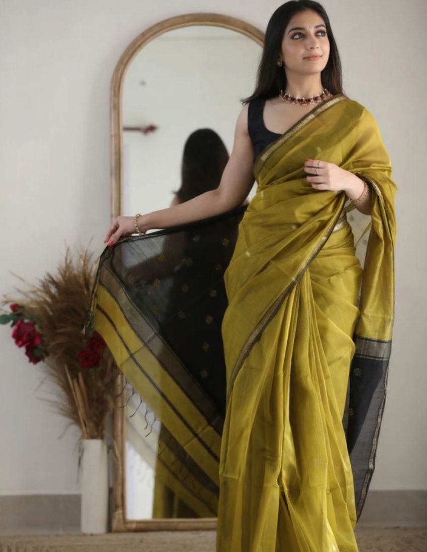 Olive Green Butti Banarasi Saree