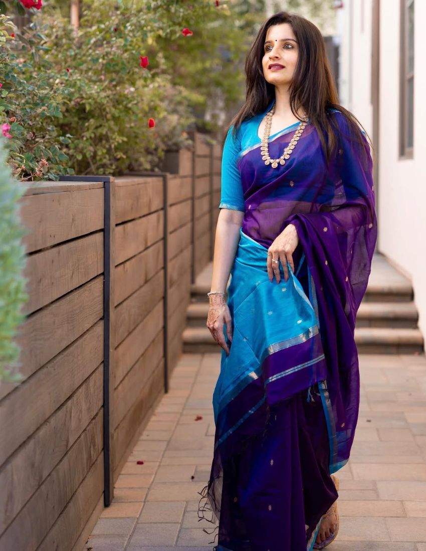 Purple Butti Banarasi Saree