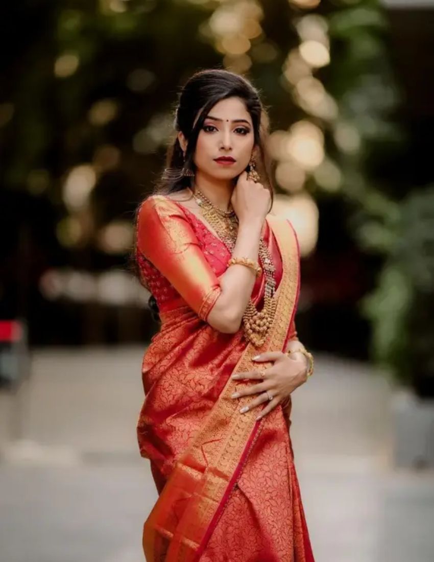 Copper Rose Traditional Banarasi Saree