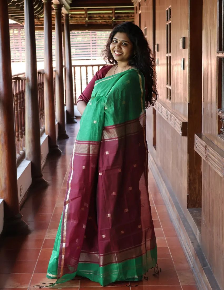 Lirli Green Butti Banarasi Saree