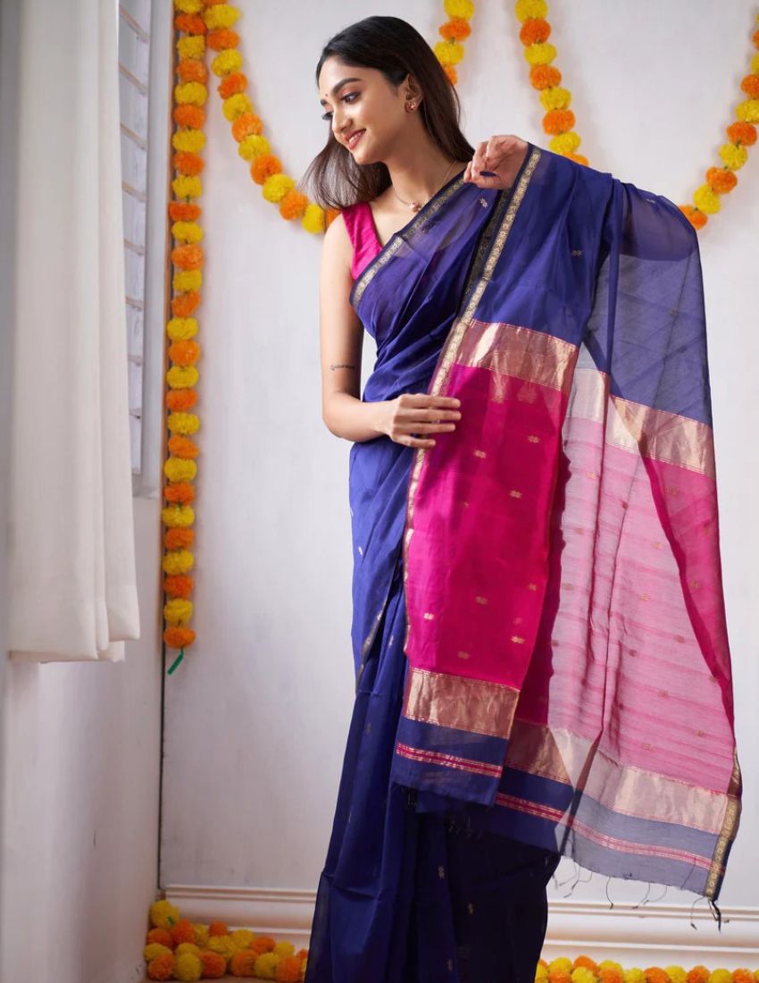 Blue Butti Banarasi Saree