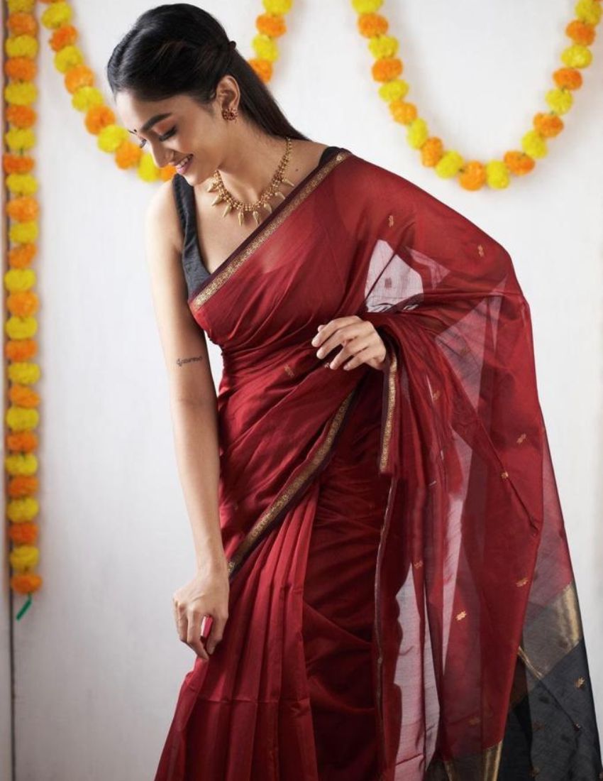 Red Butti Banarasi Saree