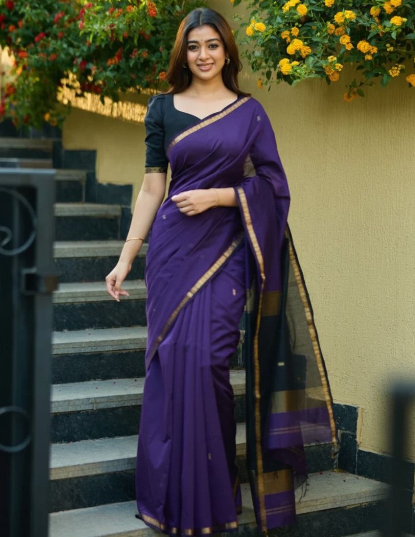 Nayan Purple Butti Banarasi Saree