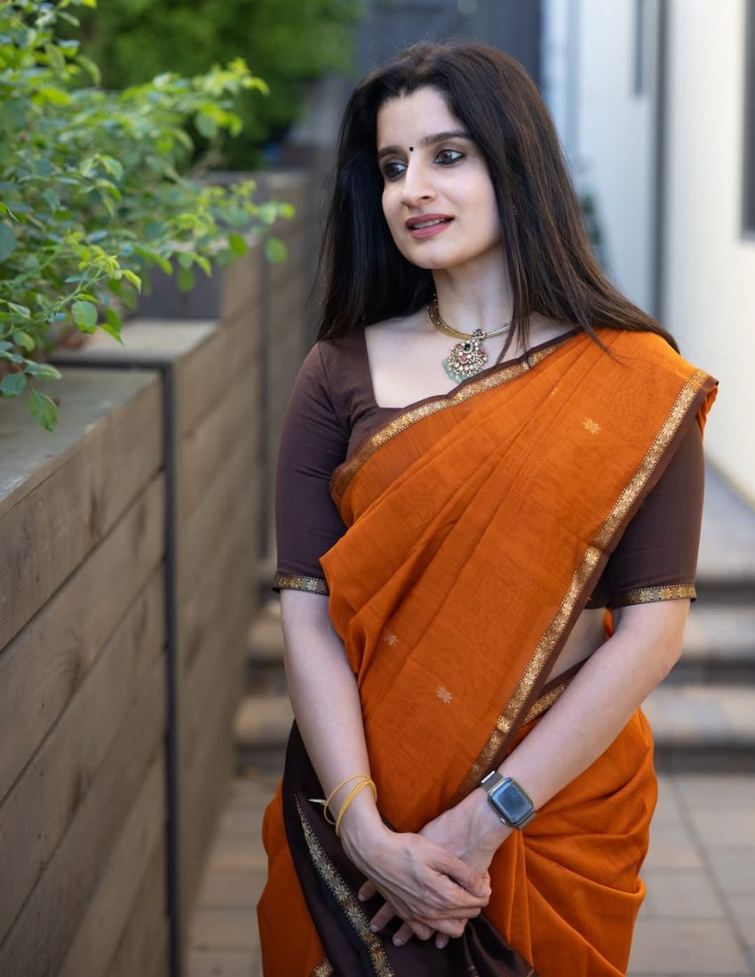 Orange Butti Banarasi Saree