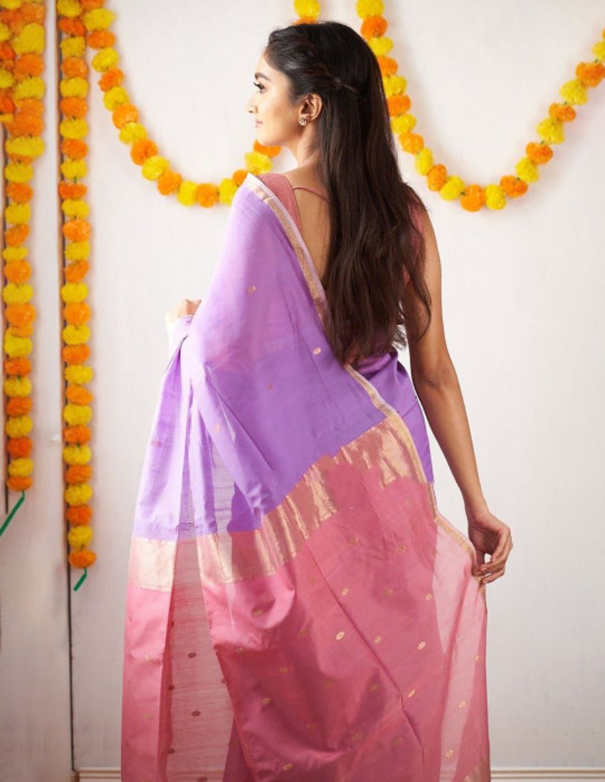 Lavender Butti Banarasi Saree