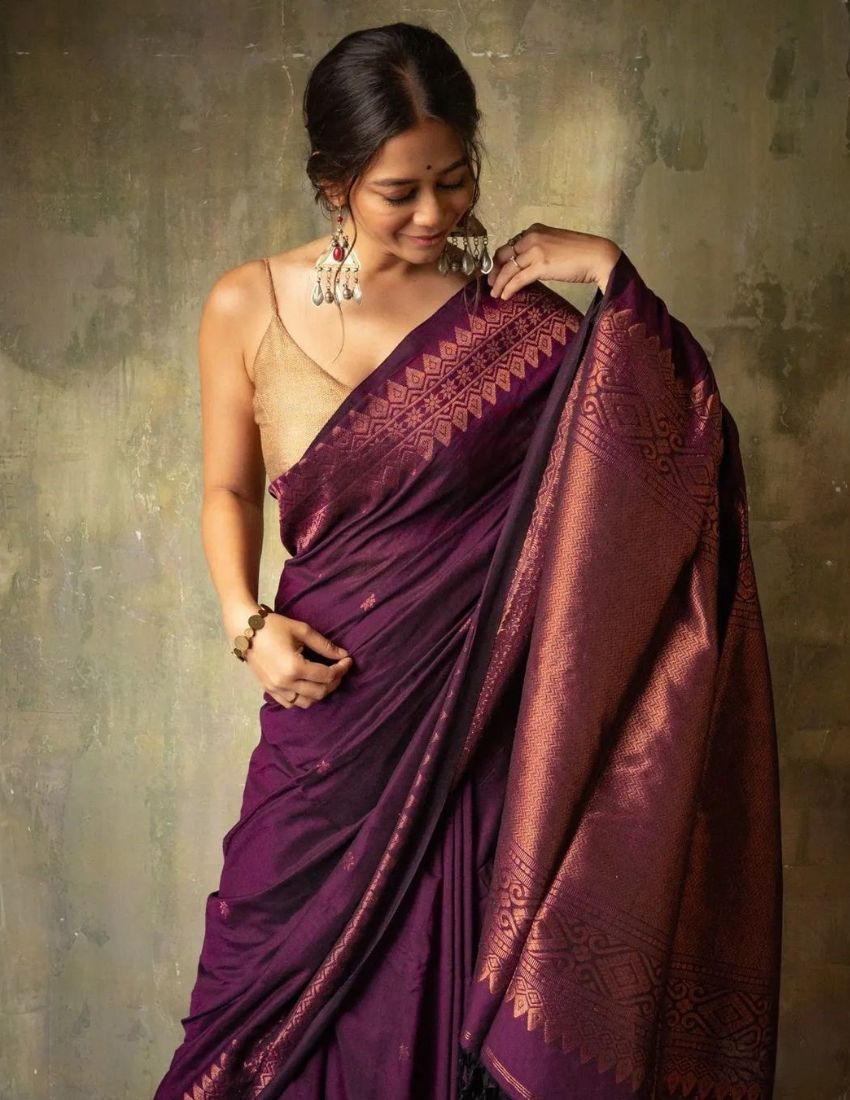 Wine Heritage Border Saree