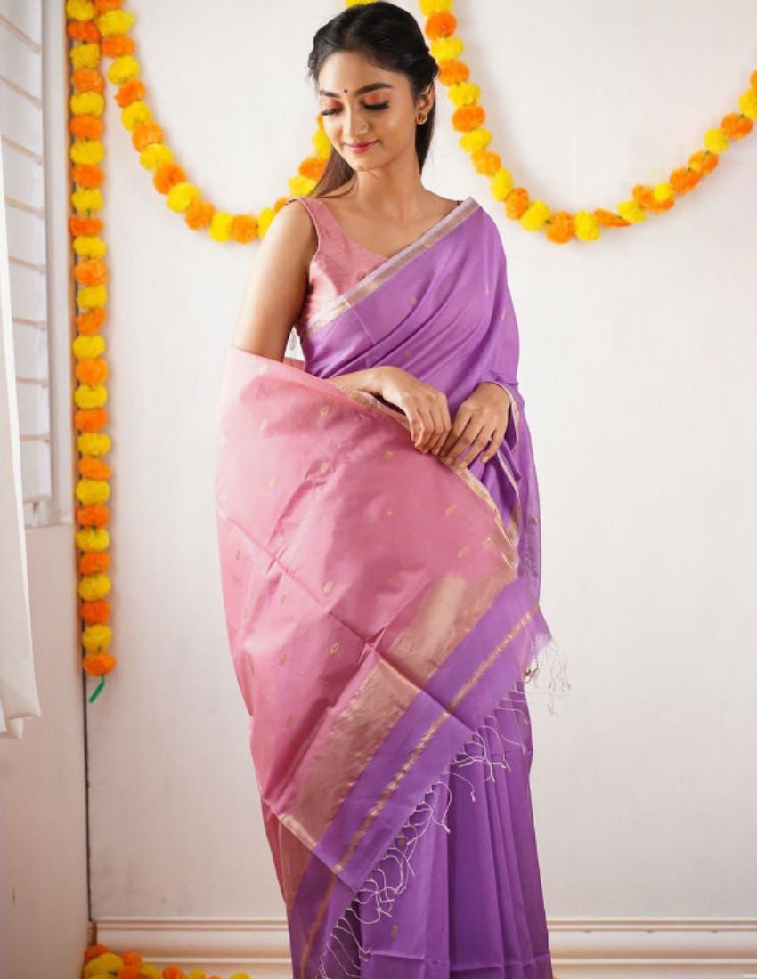 Lavender Butti Banarasi Saree