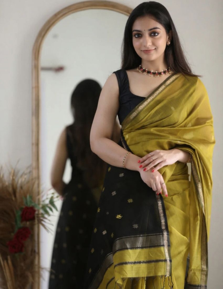 Olive Green Butti Banarasi Saree