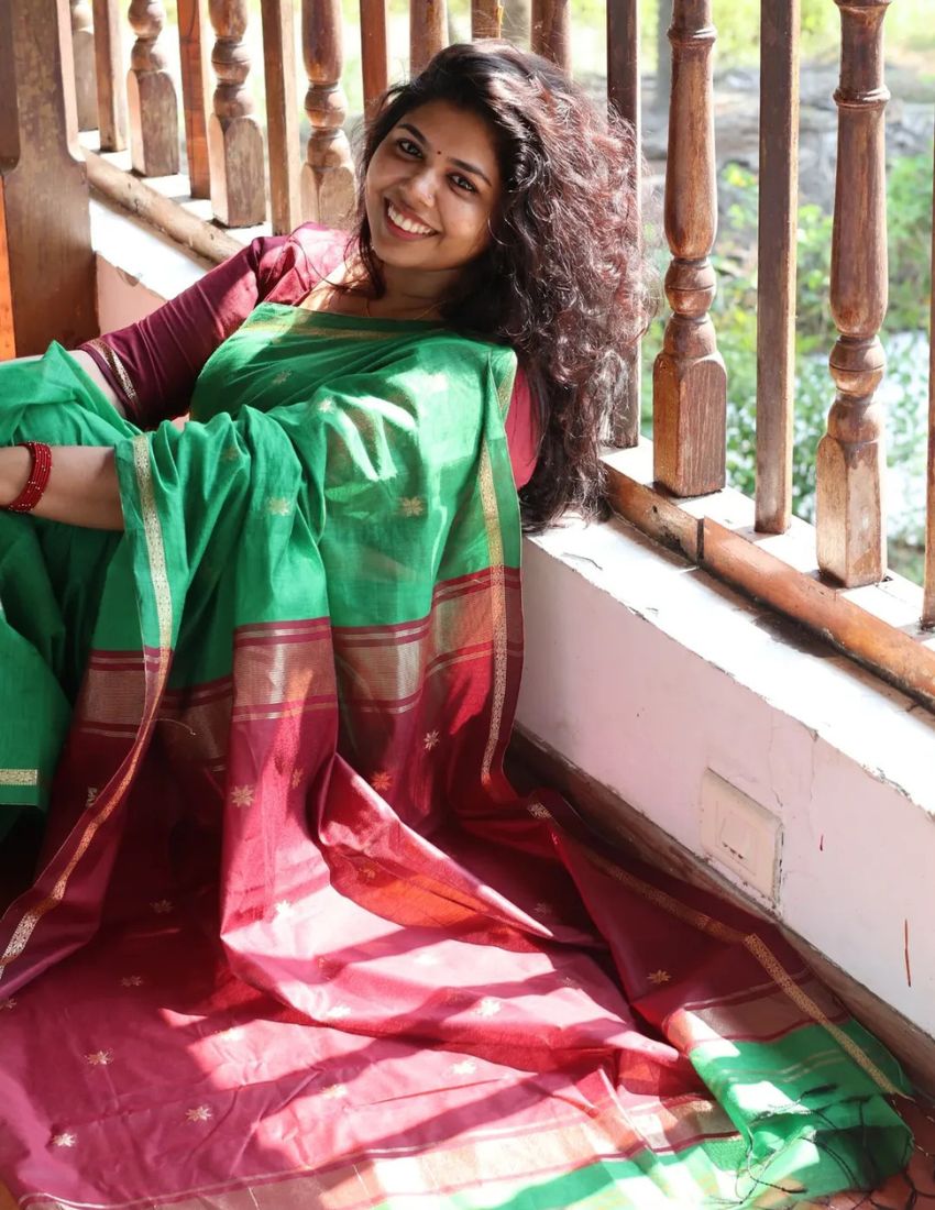 Lirli Green Butti Banarasi Saree