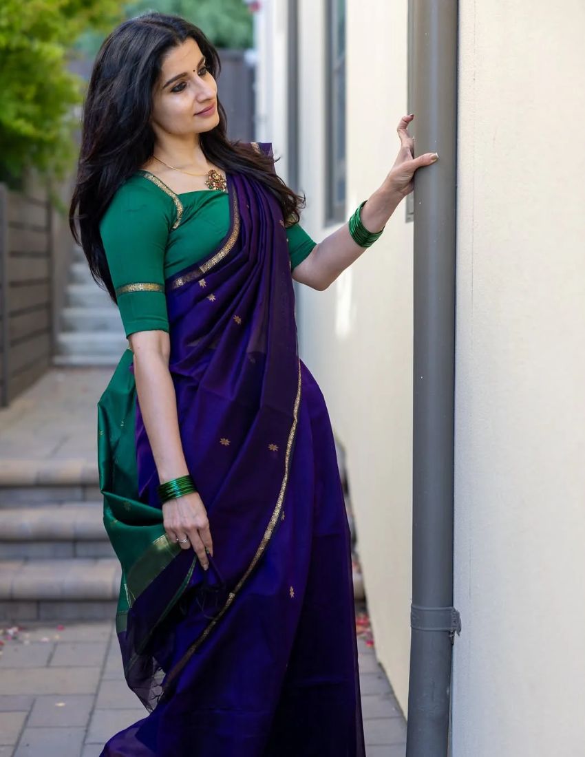 Royal Blue Butti Banarasi Saree