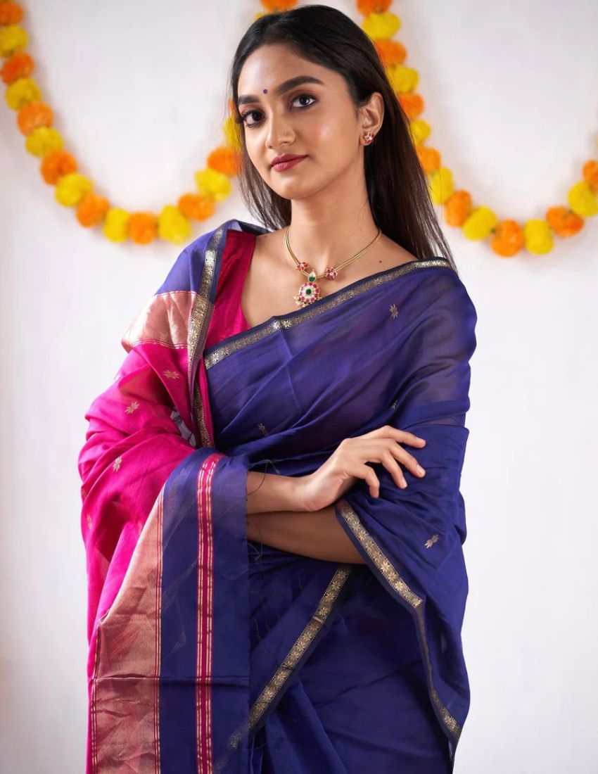Blue Butti Banarasi Saree
