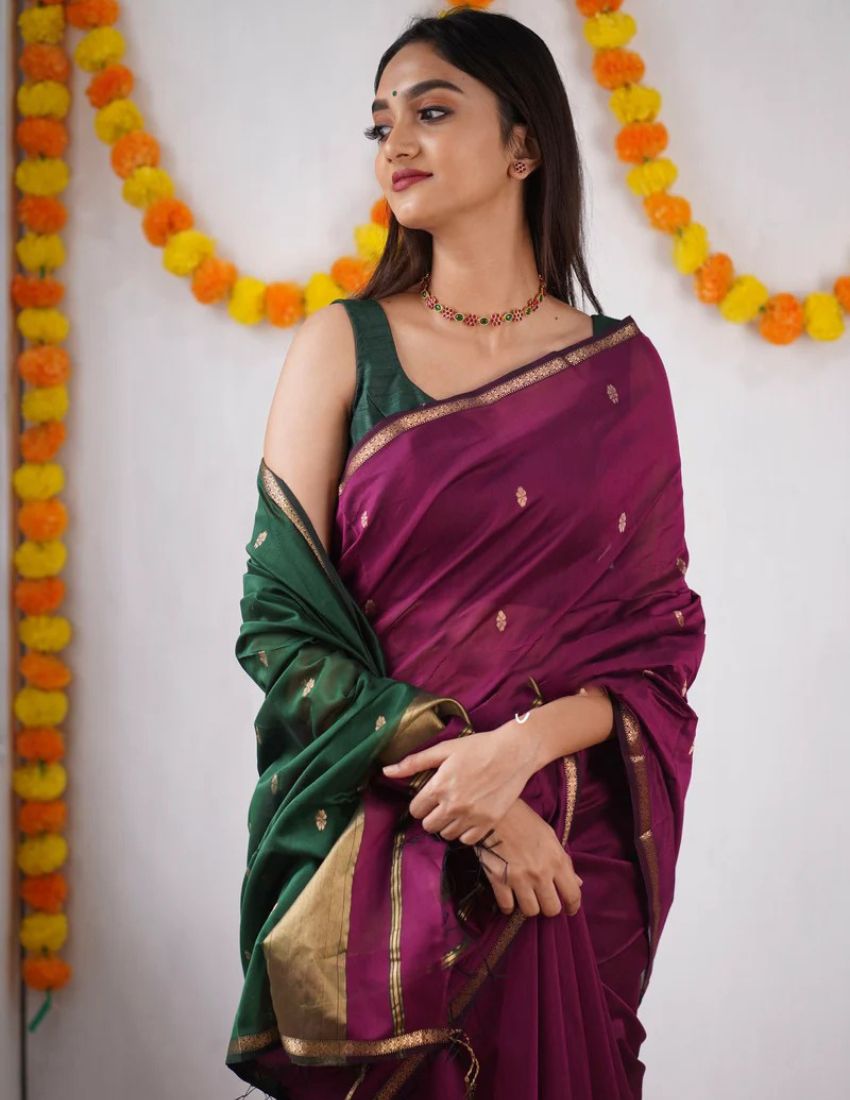 Wine Butti Banarasi Saree