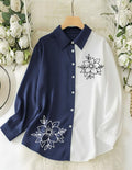 Dual-Tone Floral Shirt - Blue