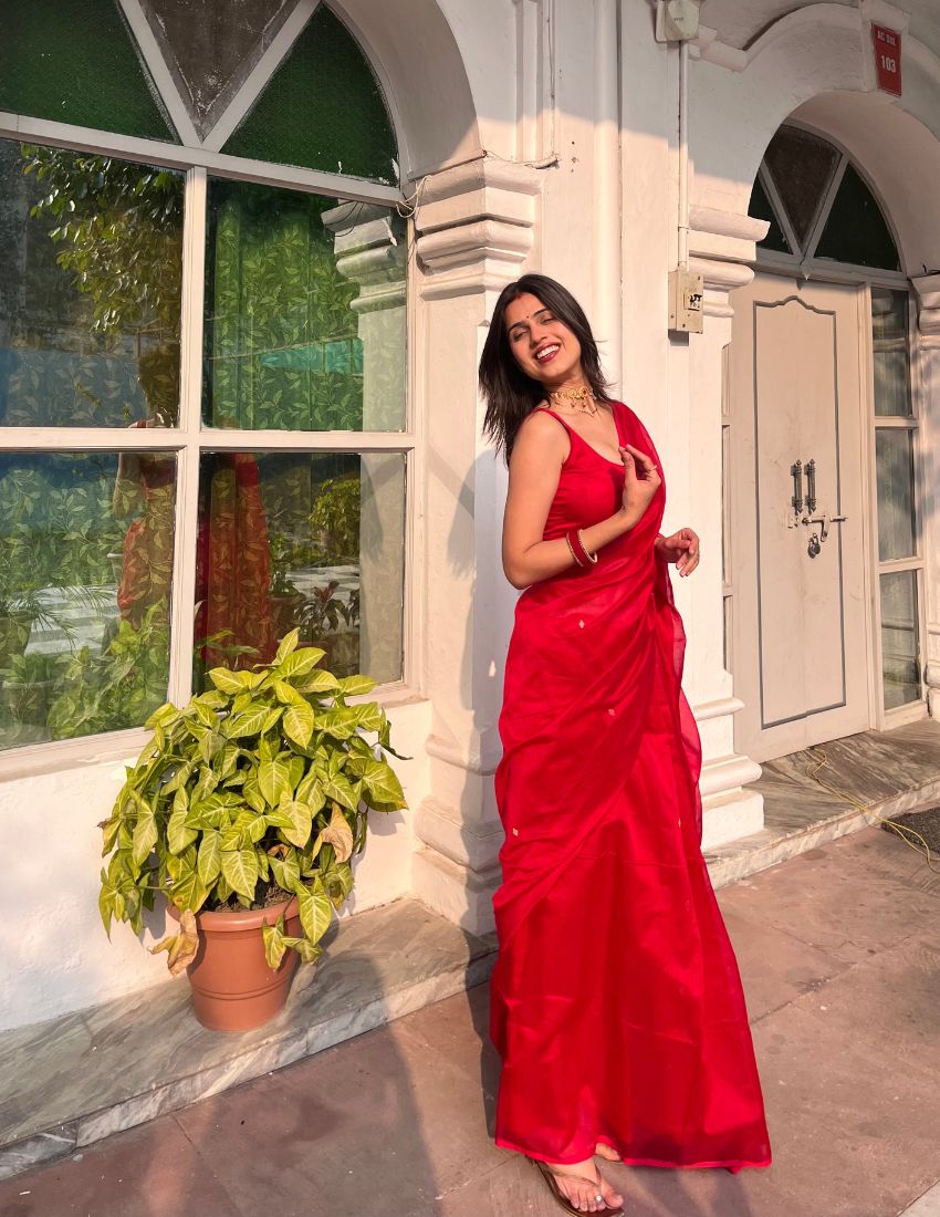 Red Woven Butta Saree