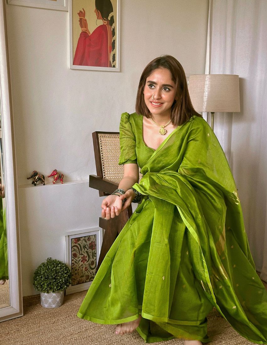Fresh Green Classic Butta Saree