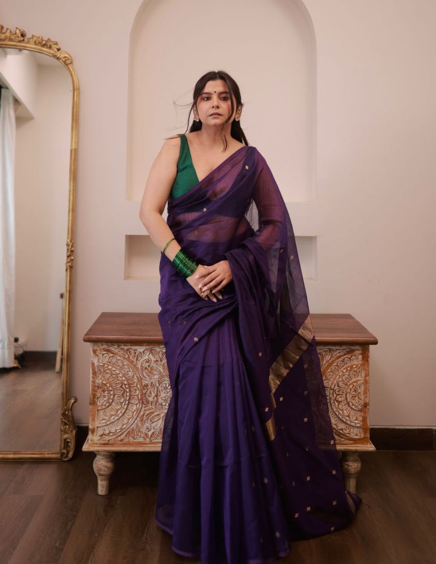 Royal Purple Woven Butta Saree