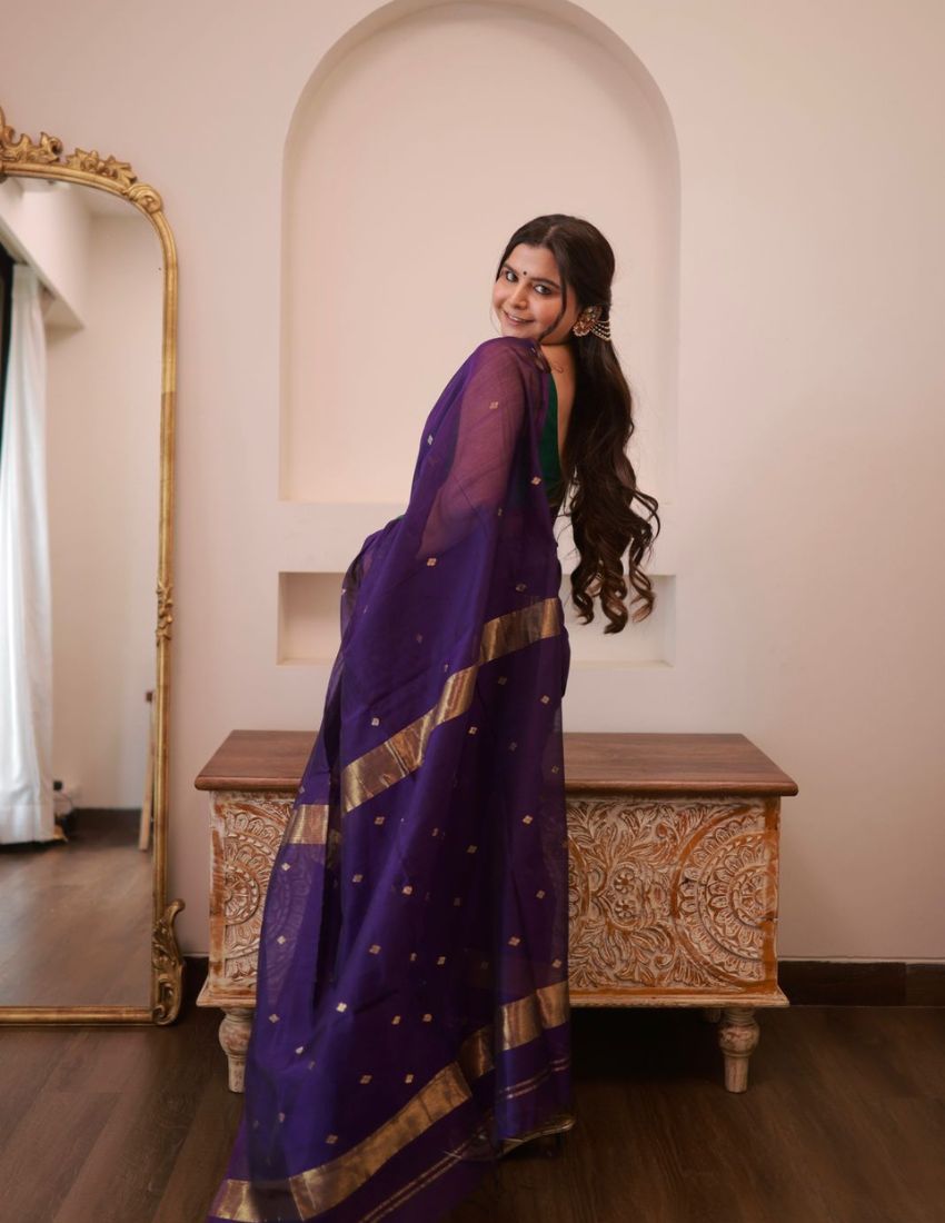 Royal Purple Woven Butta Saree