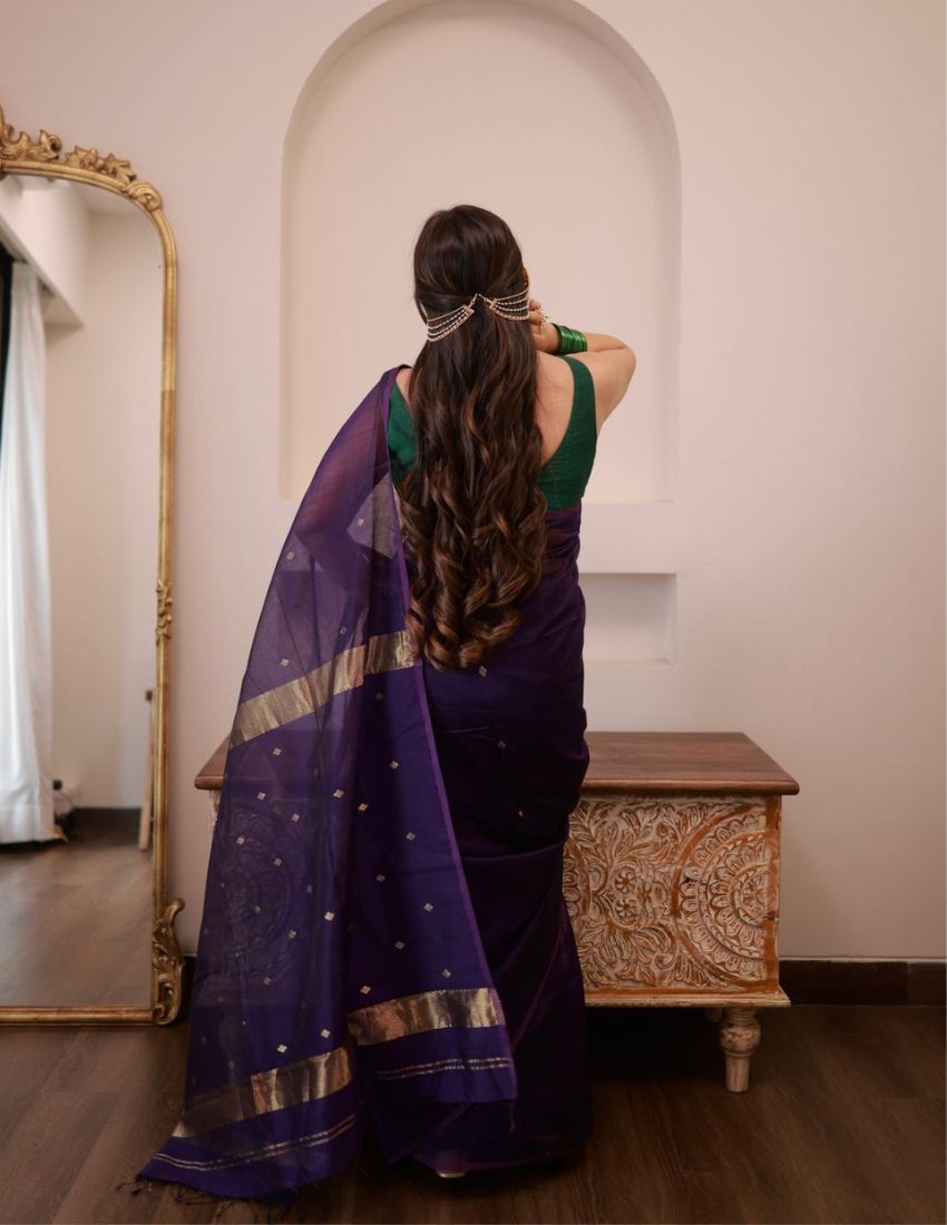 Royal Purple Woven Butta Saree