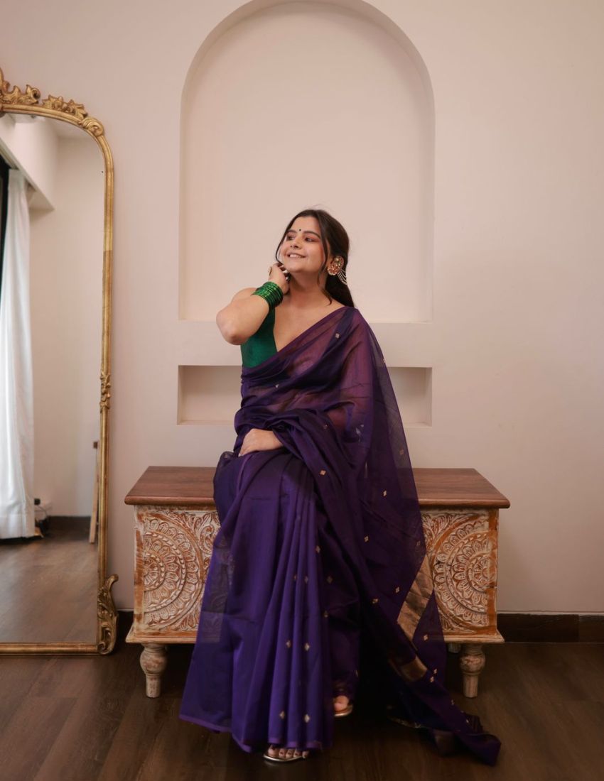 Royal Purple Woven Butta Saree