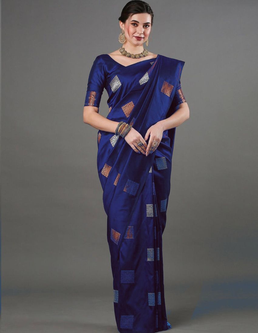 Royal Blue Geometric Butta Saree