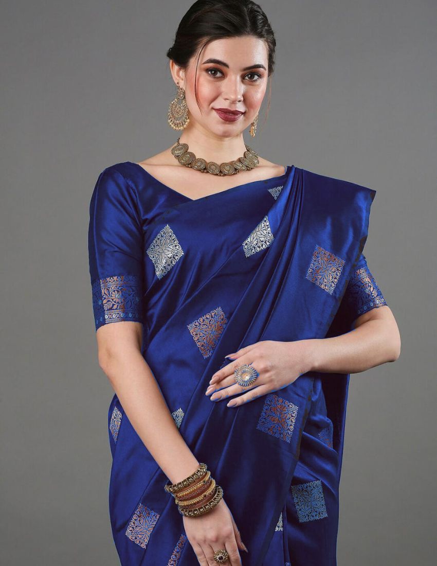 Royal Blue Geometric Butta Saree