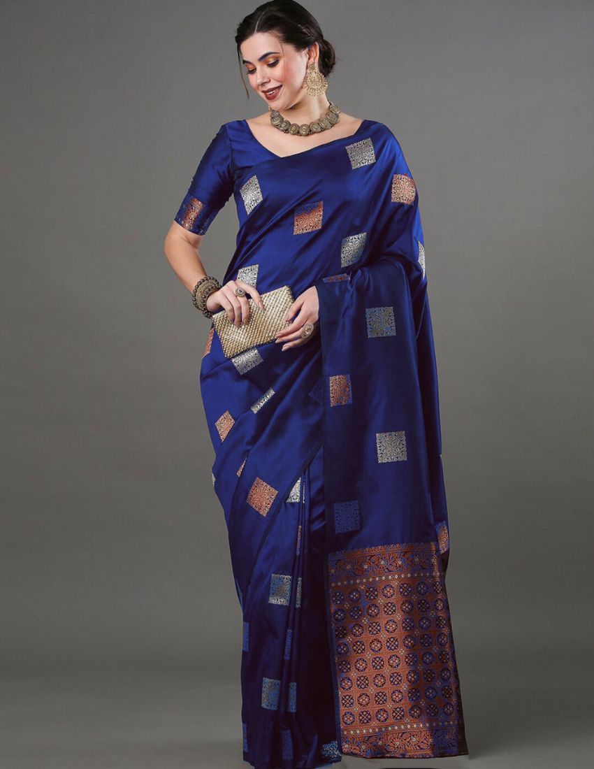Royal Blue Geometric Butta Saree