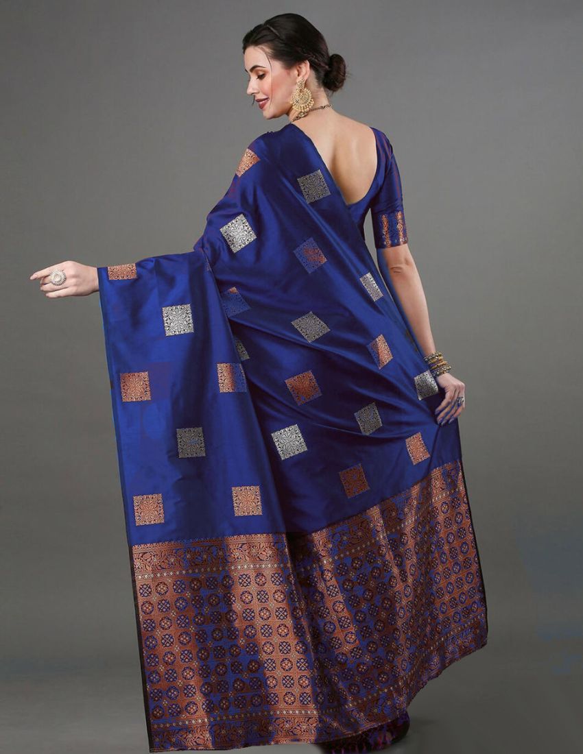 Royal Blue Geometric Butta Saree