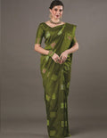 Olive Green Geometric Butta Saree